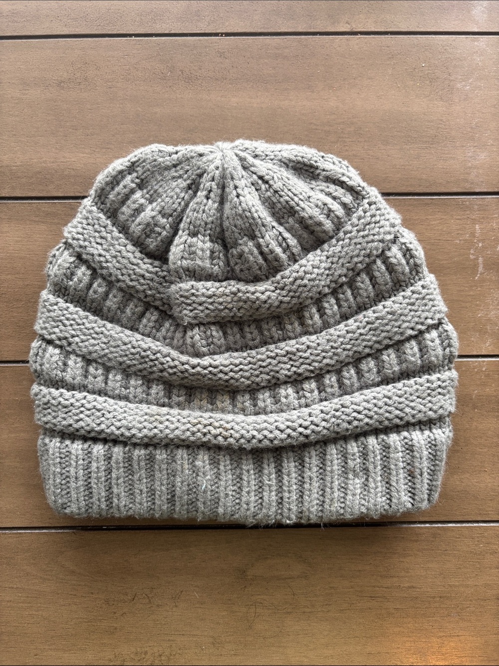 Chunky Knit Beanie in Light Gray
